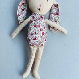 Handmade Linen Bunny Toy Vintage Floral Baby Shower Gift - thumbnail 4