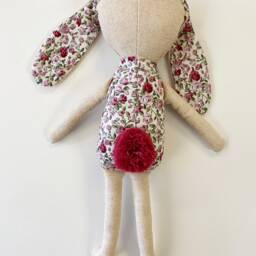 Handmade Linen Bunny Toy Vintage Floral Baby Shower Gift - thumbnail 2