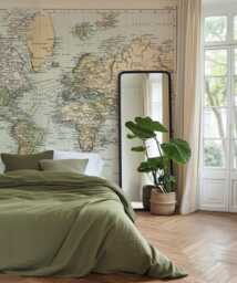 Vintage 1891 World Map Wall Mural, Original Color Peel & Stick Wallpaper, Antique Atlas Art