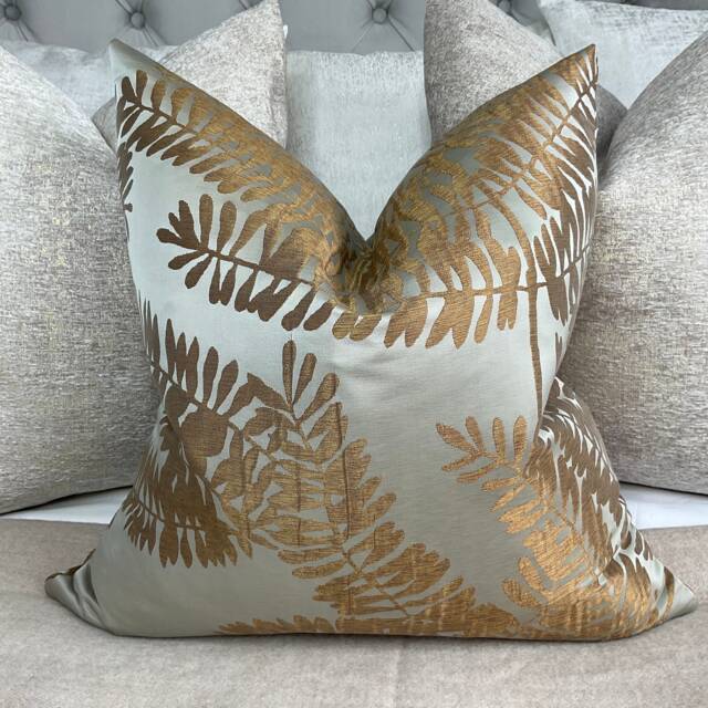 Extravagance Fabric By Harlequin , Gold Decorative Cushion Cover, Tropical Palm Design - Double Sided Limited Stock Luxury Homes - image 1