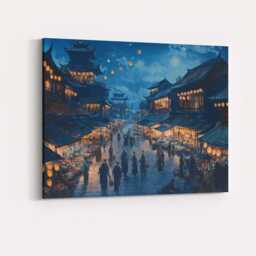 Traditional Chinese Lantern Market Street Night Scene Canvas Wall Art Print Decor Picture Ready To Hang - thumbnail 4