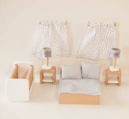 Dollhouse Scandic Miniature Bedroom Furniture Set, Miniature Sofa, Armchairs, Table - thumbnail 1