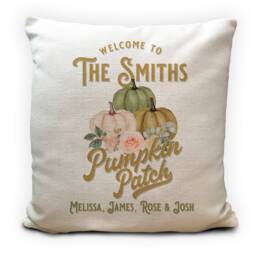Personalised Autumn Pumpkin Cushion Cover, Autumnal Seasonal Fall Halloween Gift, Family Names, Vintage Retro, Home Decor, 40cm 16 Inches - thumbnail 1