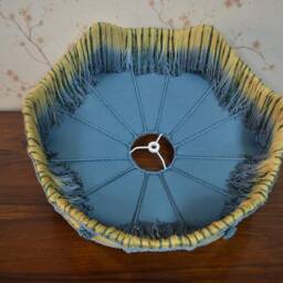 Hand-stitched Victorian Lampshade Petrol Blue Silk With Beaded Fringe - thumbnail 3