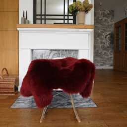 "Regular Sheepskin Burgundy Throw Genuine Leather Sheep Skin 50 "" X 30" - thumbnail 3