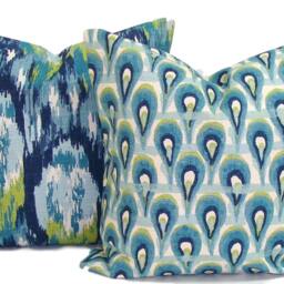 Blue Green Pillow Cover, Throw Covers For 20x20 Pillow, 18x18 16x16 All Sizes Incl Euro - thumbnail 3