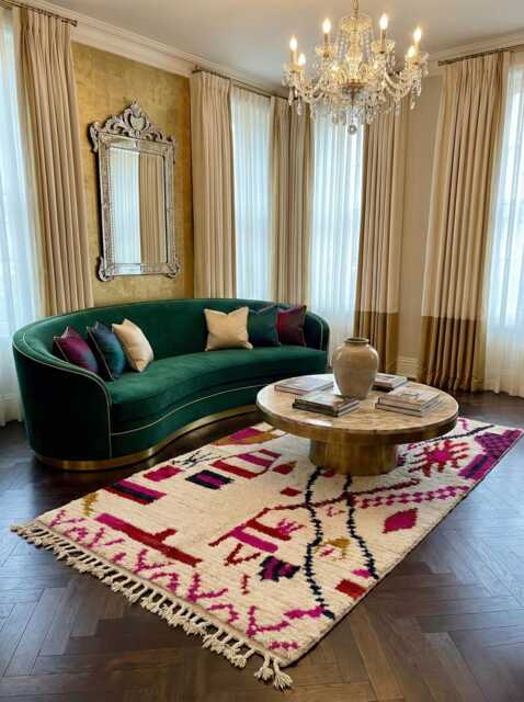 Hand-Knotted Wool Rug - Abstract Berber Tribal Landscape Carpet - image 1