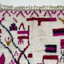 Hand-Knotted Wool Rug - Abstract Berber Tribal Landscape Carpet - thumbnail 4