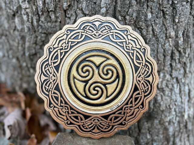 Triskelion - Cast Paper Irish Art Scottish Celtic Knot Work Spiral Triskele - image 1