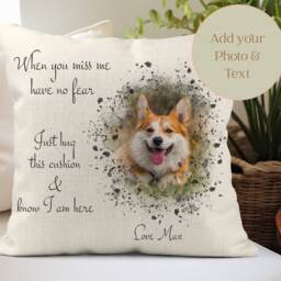 Personalised Pet Memorial Cushion, Custom Photo Dog Remembrance Keepsake, Watercolour Portrait Sympathy Gift - thumbnail 3
