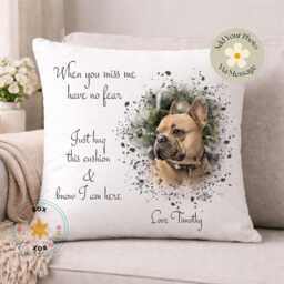 Personalised Pet Memorial Cushion, Custom Photo Dog Remembrance Keepsake, Watercolour Portrait Sympathy Gift - thumbnail 1