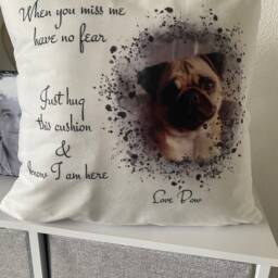 Personalised Pet Memorial Cushion, Custom Photo Dog Remembrance Keepsake, Watercolour Portrait Sympathy Gift - thumbnail 4