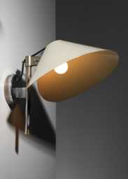 1950's Vintage Mid-Century Modern Wall Sconce Light-White Cone Shade, Industrial Lamp, Retro Interior Lighting, Minimalist Fixture - thumbnail 1