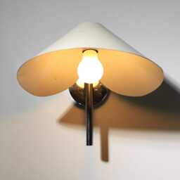 1950's Vintage Mid-Century Modern Wall Sconce Light-White Cone Shade, Industrial Lamp, Retro Interior Lighting, Minimalist Fixture - thumbnail 2