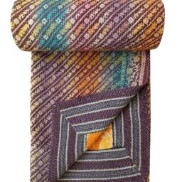 Modern Jelly Roll Race Kantha Quilt Vintage Throw Blanket - 56x80 Inch - thumbnail 2