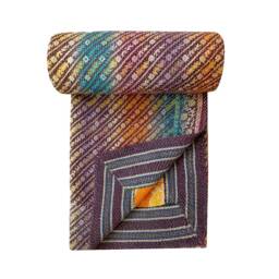 Modern Jelly Roll Race Kantha Quilt Vintage Throw Blanket - 56x80 Inch