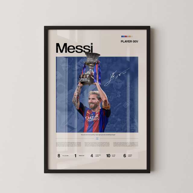 Messi Barcelona Trophy Poster, Lionel Champion Wall Art, Barca Football Legend Print, Soccer Gift, Sports Room Decor - image 1
