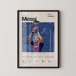 Messi Barcelona Trophy Poster, Lionel Champion Wall Art, Barca Football Legend Print, Soccer Gift, Sports Room Decor - thumbnail 1