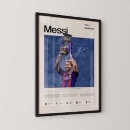 Messi Barcelona Trophy Poster, Lionel Champion Wall Art, Barca Football Legend Print, Soccer Gift, Sports Room Decor - thumbnail 2