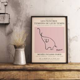 Picasso Pink Elephant Poster, Animal Art, Print, Vintage Minimalist Art Line Drawing, Bedroom Gift, A1/A2/3/A4 - thumbnail 2