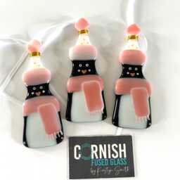 Fused Glass Penguin Christmas Decoration - Penguin Decoration, Ornament, Cornish Fused Glass - thumbnail 4