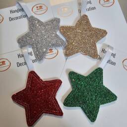 Glitter Felt Star Hanging Decoration, Embroidered Mini Ornament - thumbnail 1