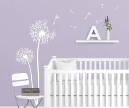 Dandelions Decal Flying Seeds Baby Girl Room Decor Floral Wall Decals Sticker Stick On Art Decalisland -Dandelions Flower Sd 095 - thumbnail 1