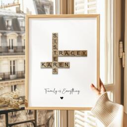 Custom Scrabble Print, Personalised Family Name Tile Art, Gift For Mum Dad, Birthday Gift, New Home Wall Art - thumbnail 3