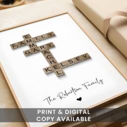 Custom Scrabble Print, Personalised Family Name Tile Art, Gift For Mum Dad, Birthday Gift, New Home Wall Art - thumbnail 2