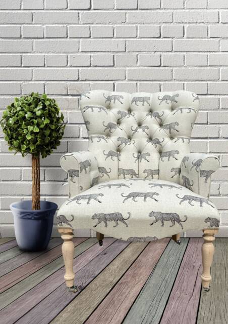 Armchair Chair Seat in A Cheetah Leopard Print On Natural Blue Green Red - image 1