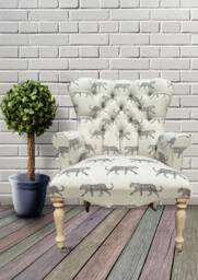 Armchair Chair Seat in A Cheetah Leopard Print On Natural Blue Green Red