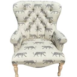 Armchair Chair Seat in A Cheetah Leopard Print On Natural Blue Green Red - thumbnail 3