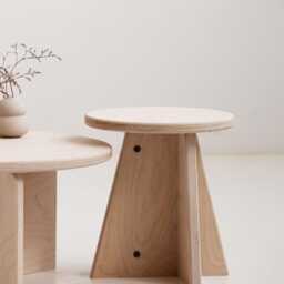 Nesting Coffee Table Set Of Two, Round Wooden Tables ??60 + ??32 cm, Japandi Mid Century Modern, Handmade Wood Furniture - thumbnail 4