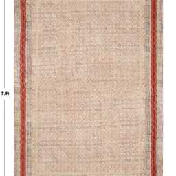 Hand Block Printed Cotton Rug Bronze Kilim, Bohemian Style - thumbnail 3