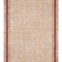 Hand Block Printed Cotton Rug Bronze Kilim, Bohemian Style - thumbnail 2