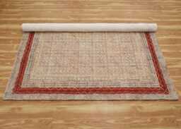 Hand Block Printed Cotton Rug Bronze Kilim, Bohemian Style - thumbnail 1