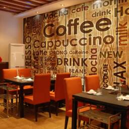 Cafe Logo Wood Grain Wallpaper, Removable Wall Art - thumbnail 3