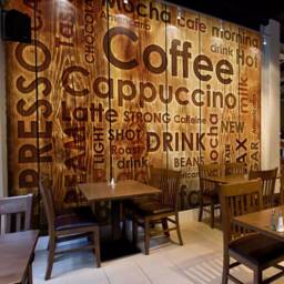 Cafe Logo Wood Grain Wallpaper, Removable Wall Art - thumbnail 2