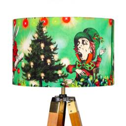 Lampshade Alice in Wonderland Christmas Green Velvet - Drum Lamp Shade 25cm 30cm 35cm 40cm 45cm Table Lamp Shade, Ceiling Shade, Pendant - thumbnail 2