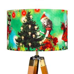 Lampshade Alice in Wonderland Christmas Green Velvet - Drum Lamp Shade 25cm 30cm 35cm 40cm 45cm Table Lamp Shade, Ceiling Shade, Pendant