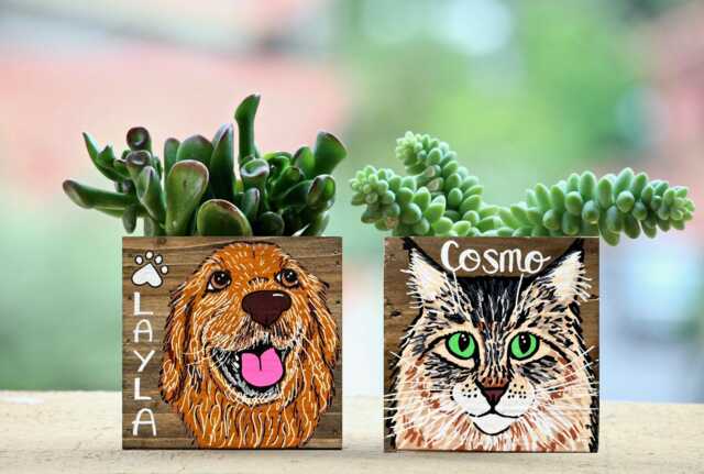 Custom Pet Portrait Planter - Personalized Dog Or Cat Hand Painted Memorial Gift Mother's Day For Lovers - image 1