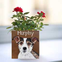 Custom Pet Portrait Planter - Personalized Dog Or Cat Hand Painted Memorial Gift Mother's Day For Lovers - thumbnail 2