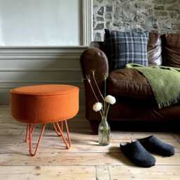 Harris Tweed Clementine Footstool With Steel Hairpin Legs