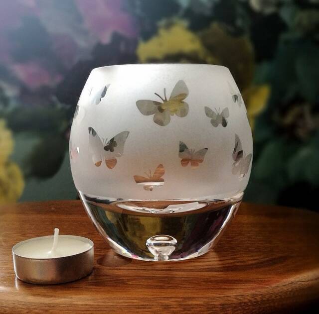 Hand Etched Tealight - Butterfly - image 1