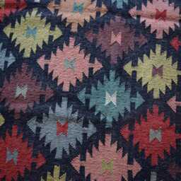 Handwoven Wool Jute Kilim Rug - Multicolour Geometric For Living Room, Bedroom - thumbnail 4