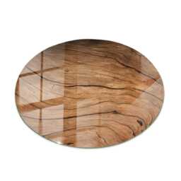 Natural Wood Pattern Glass Table Top, Brown Minimalist Tabletop, Durable Tempered Elegant Surface - thumbnail 2