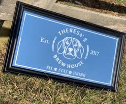 Custom Personalized Dog Bar Mirror, Large Engraved Black Mirror, 12x24 - thumbnail 1