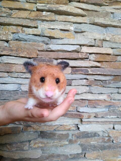 Custom Realistic Gold Hamster Needle Felt Soft Animal Sculpture Pet Lover Gift Wool Figurine Toy Pet - image 1