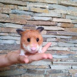 Custom Realistic Gold Hamster Needle Felt Soft Animal Sculpture Pet Lover Gift Wool Figurine Toy Pet - thumbnail 4