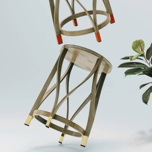 Handmade Bamboo Stool Minimal Bohemian Bar Stool Side Table - image 1